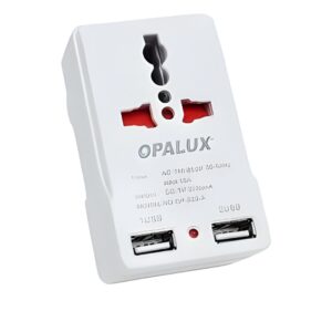Adaptador Enchufe Múltiple con 2 Puertos USB OP-823A OPALUX